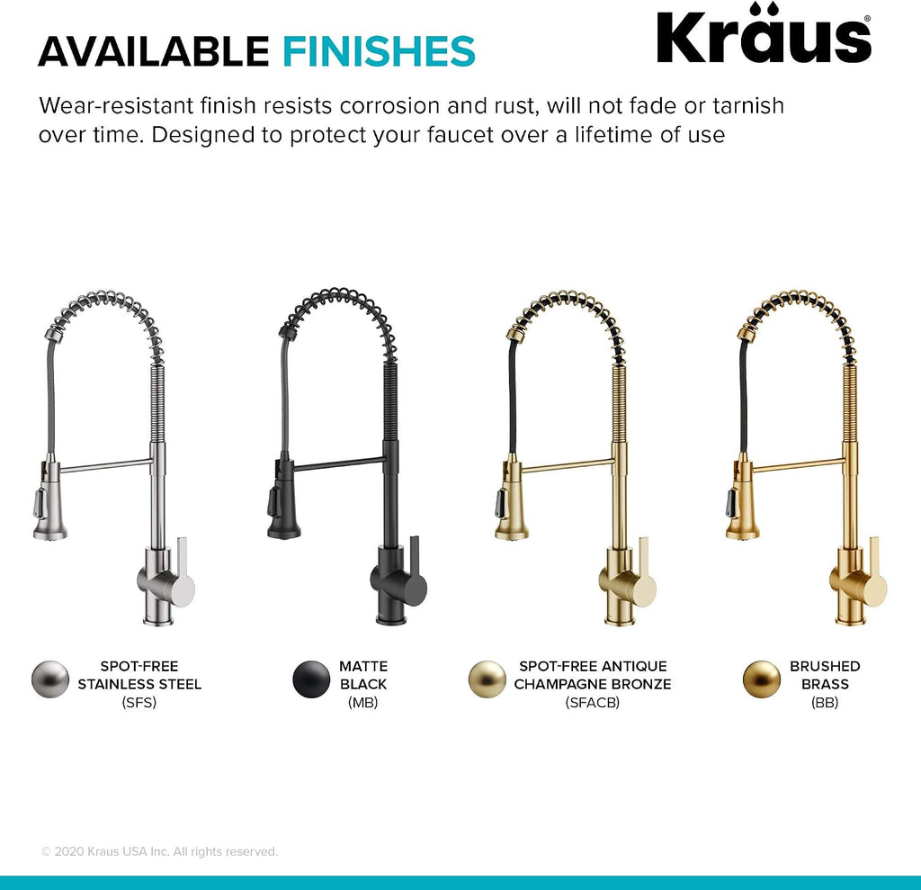 KRAUS Britt 2nd Gen Commercial Style Pull-Down Single Handle Kitchen Faucet in Spot Free Antique Champagne Bronze, KPF-1691SFACB