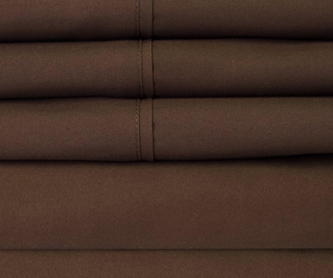 Sweet Home Collection Cal King Size Bed Sheets - 6 Piece 1500 Thread Count Fine Brushed Microfiber Deep Pocket Set - Extra Pillow Cases, Great Value, California King Size, Brown (Pack of 6)