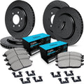 R1 Concepts Front and Rear Brake Kit Fits 2008-2017 Buick Enclave; 2009-2017 Chevrolet Traverse; 2007-2017 GMC Acadia| Ceramic Pads, Drilled Slotted Rotors| Hardware| 12.8' Front & 13.0' Rear