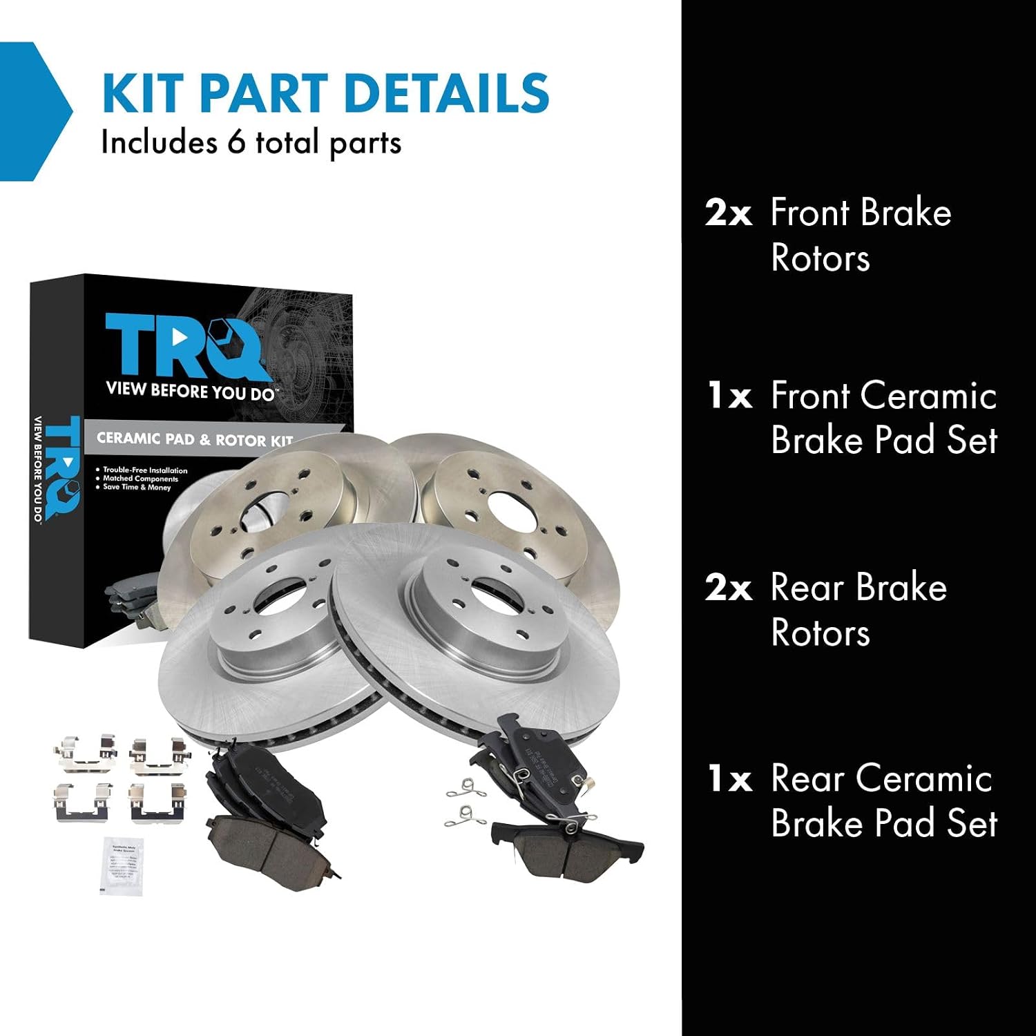 TRQ Front & Rear Brake Pad & Rotor Kit Ceramic Compatible with 2015-2019 Subaru Legacy Outback 2016-2021 WRX