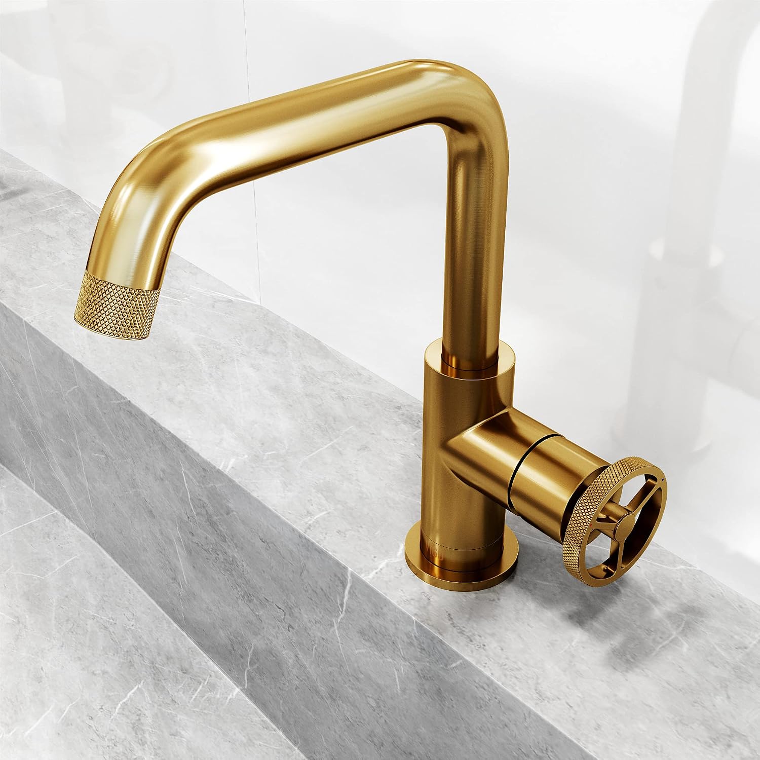 VIGO Cass Single-Handle Single-Hole Mount Bathroom Sink Faucet, 9-Inch, Matte Brushed Gold, Modern Design, Solid Brass, 1.2 GPM WaterSense & Ceramic Disc Valve, Corrosion-Resistant