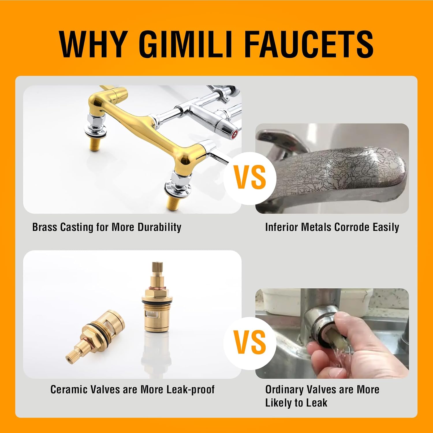 GIMILI Commercial Sink Faucet with Sprayer, 21' Height 8 Inch Center Pull Down Wall Mount Faucet for Restaurant, Kitchen, Industrial, Farmhouses Sink