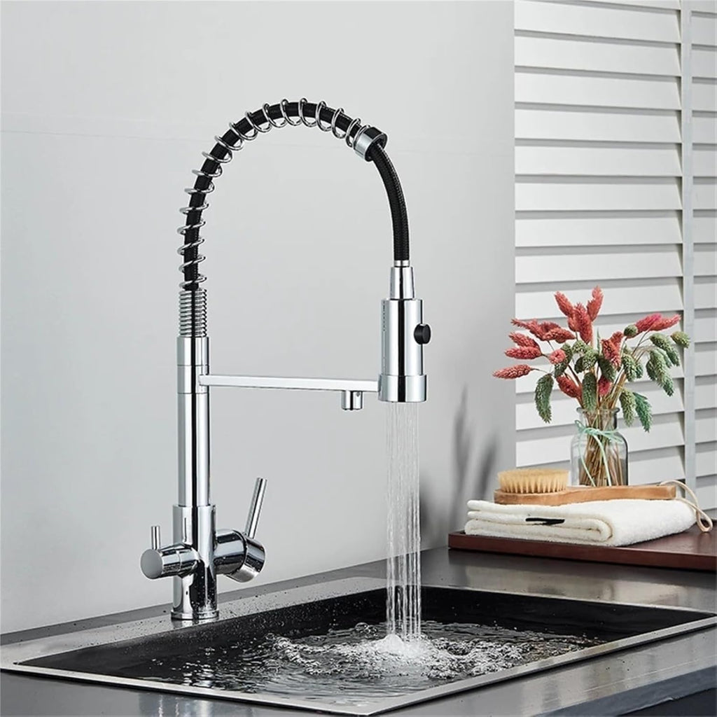 Filtered Kitchen Faucet Dual Handle Hot & Cold Drinking Water Purified Kitchen Mixer Taps(Chrome)