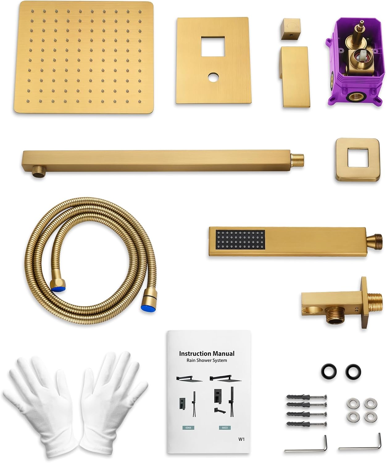10 Inch Shower Faucet Set, High Pressure Rainfall Shower Head and Handheld Sprayer Combo, Brushed Gold