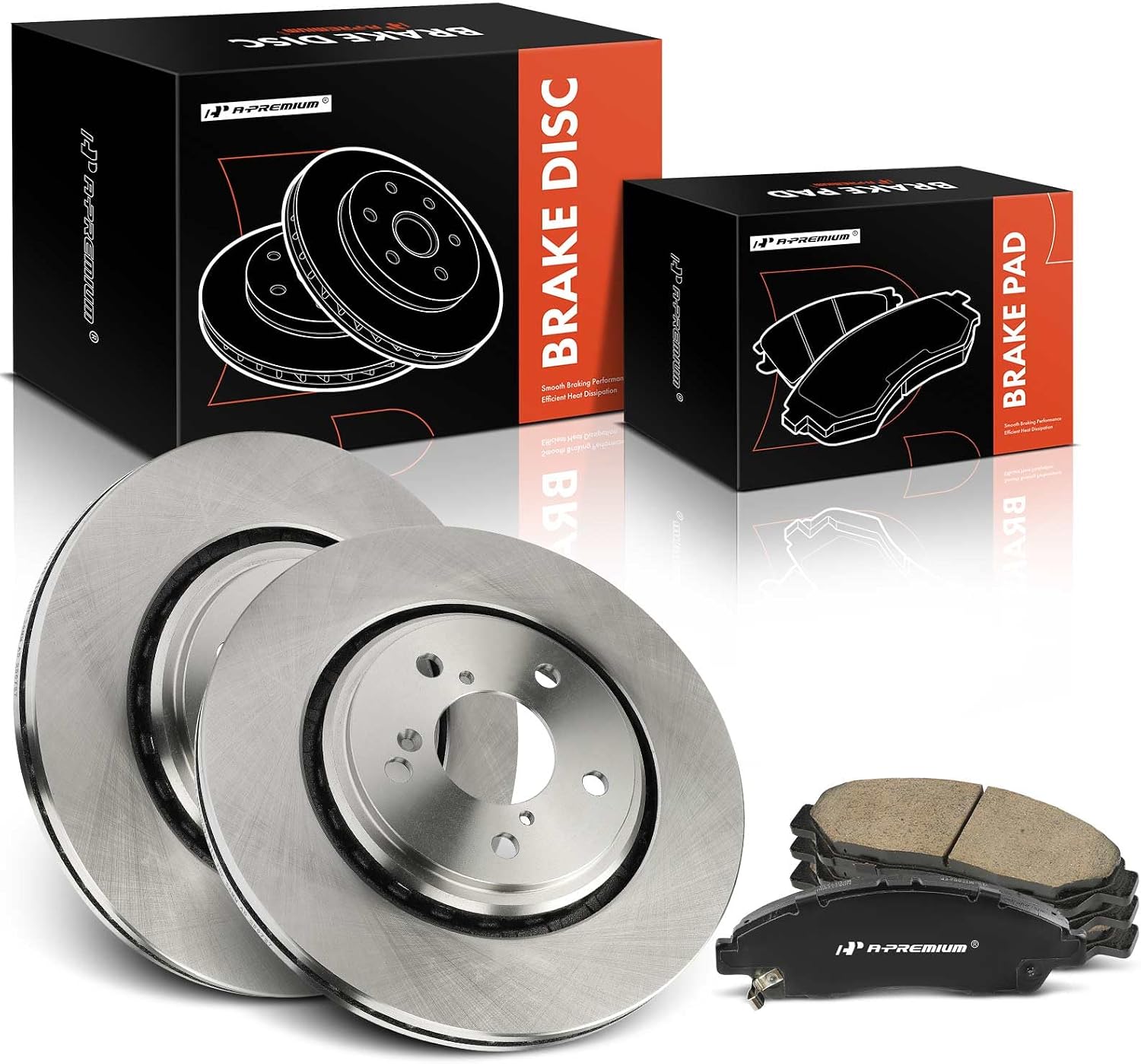 A-Premium 12.59 inch (320mm) Front Vented Disc Brake Rotors + Ceramic Pads Kit Compatible with Select Honda and Acura Models - Pilot 2016-2022, MDX 2017-2020, Ridgeline 2017-2023, 6-PC Set