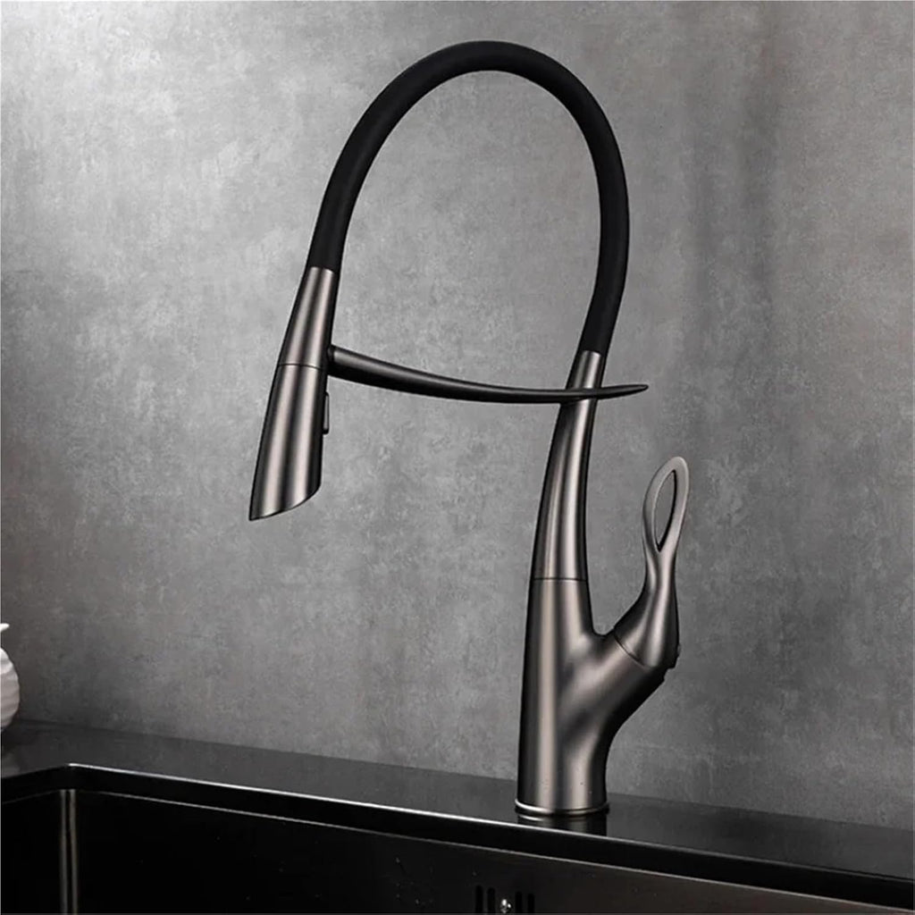 Single Handle Cold and Hot 2-Function Sink Mixer Tap Pull-Out Kitchen Faucet(Brushed Nickel)