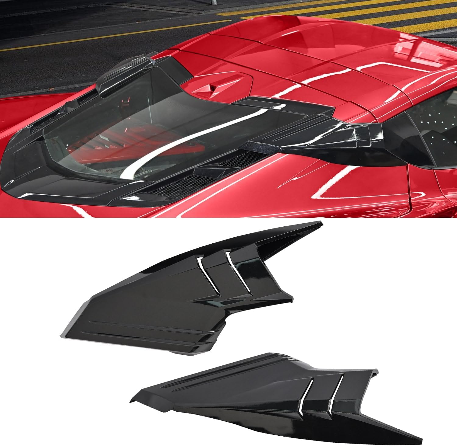 2Pcs Black Rear Quarter Intake Ports,ABS Plastic Rear Hatch D-Pillar Window Louver Trim Panels Air‑Vent Garnish Covers for Corvette C8 Stingray Z51 2020+,for C8 Z06 2023+/E-Ray 2024+