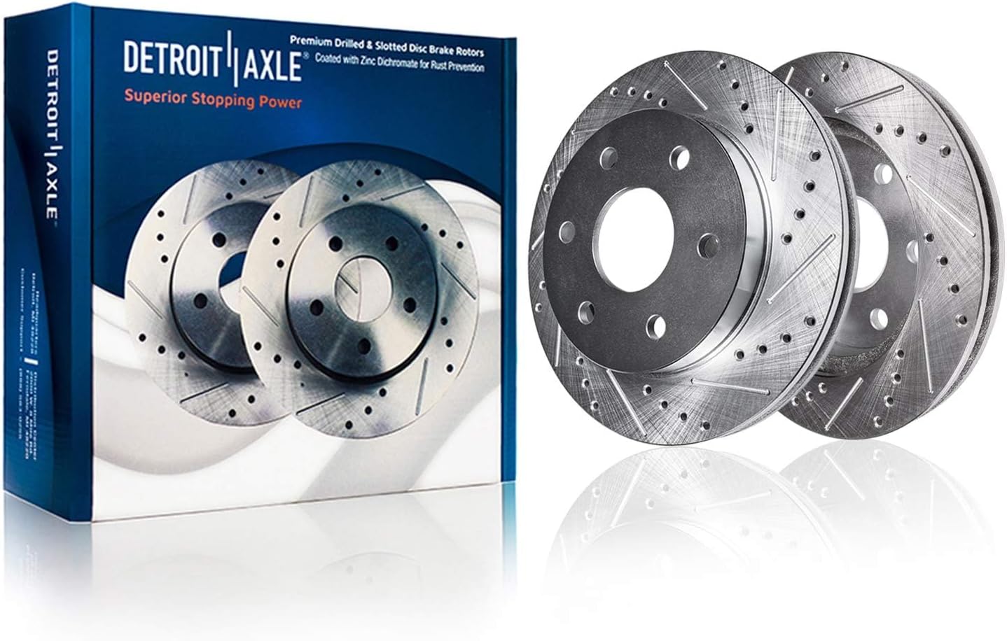 Detroit Axle - Brake Kit for 2021 Cadillac Escalade ESV GMC Yukon XL, Drilled and Slotted Disc Brake Rotors Ceramic Brakes Pads Replacement : 16.14' inch Front and 13.58' inch Rear Rotor