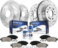 Detroit Axle - Brake Kit for GMC Chevy Silverado Sierra Suburban 1500 Yukon Escalade Tahoe Drilled Slotted Brakes Rotors Ceramic Brake Pads Replacement : 12.99' inch Front and 13.58' inch Rear Rotor