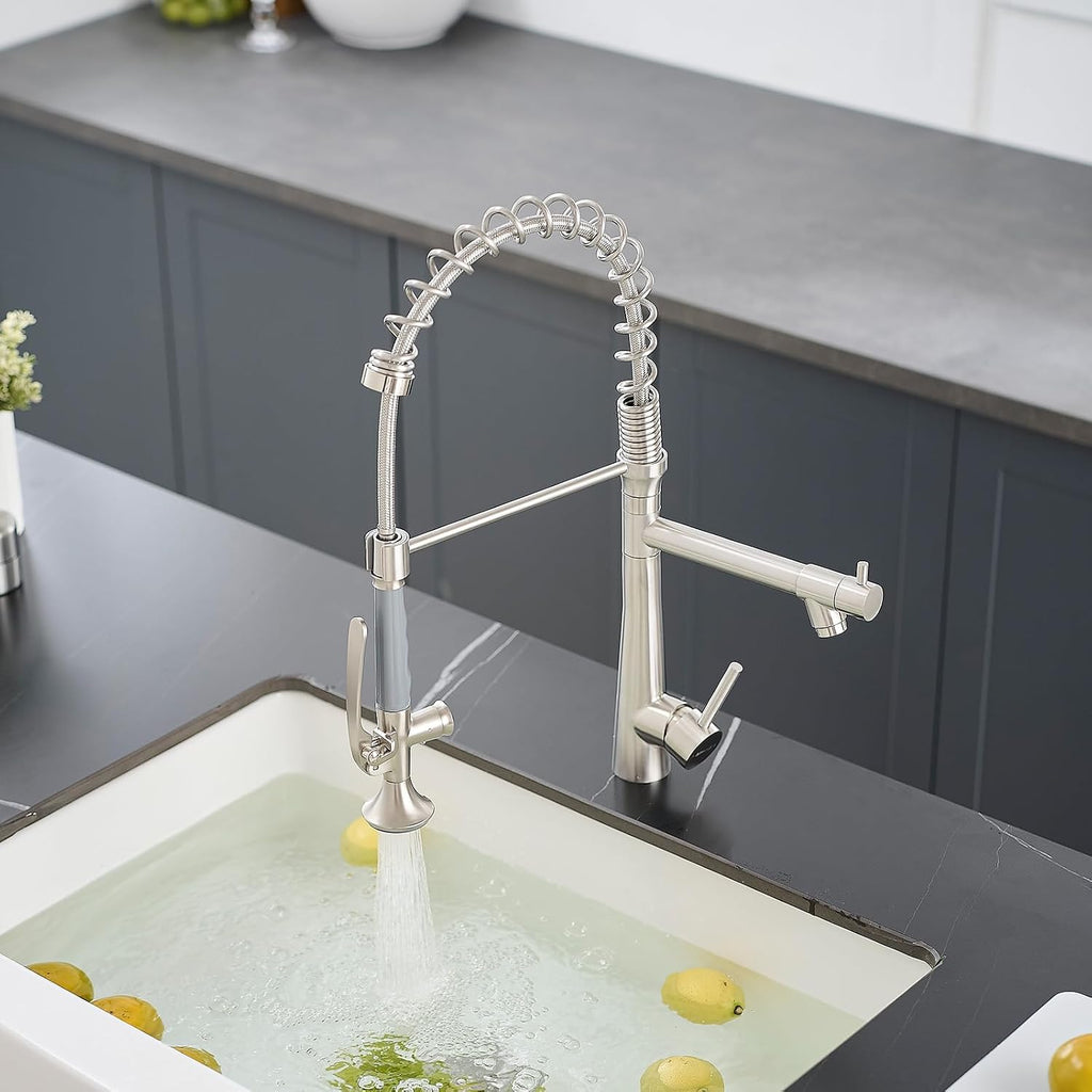 Kitchen Faucet with Pull Down Sprayer,AIMADI Commercial Stainless Steel Kitchen Sink Faucets with Sprayer,Brushed Nickel
