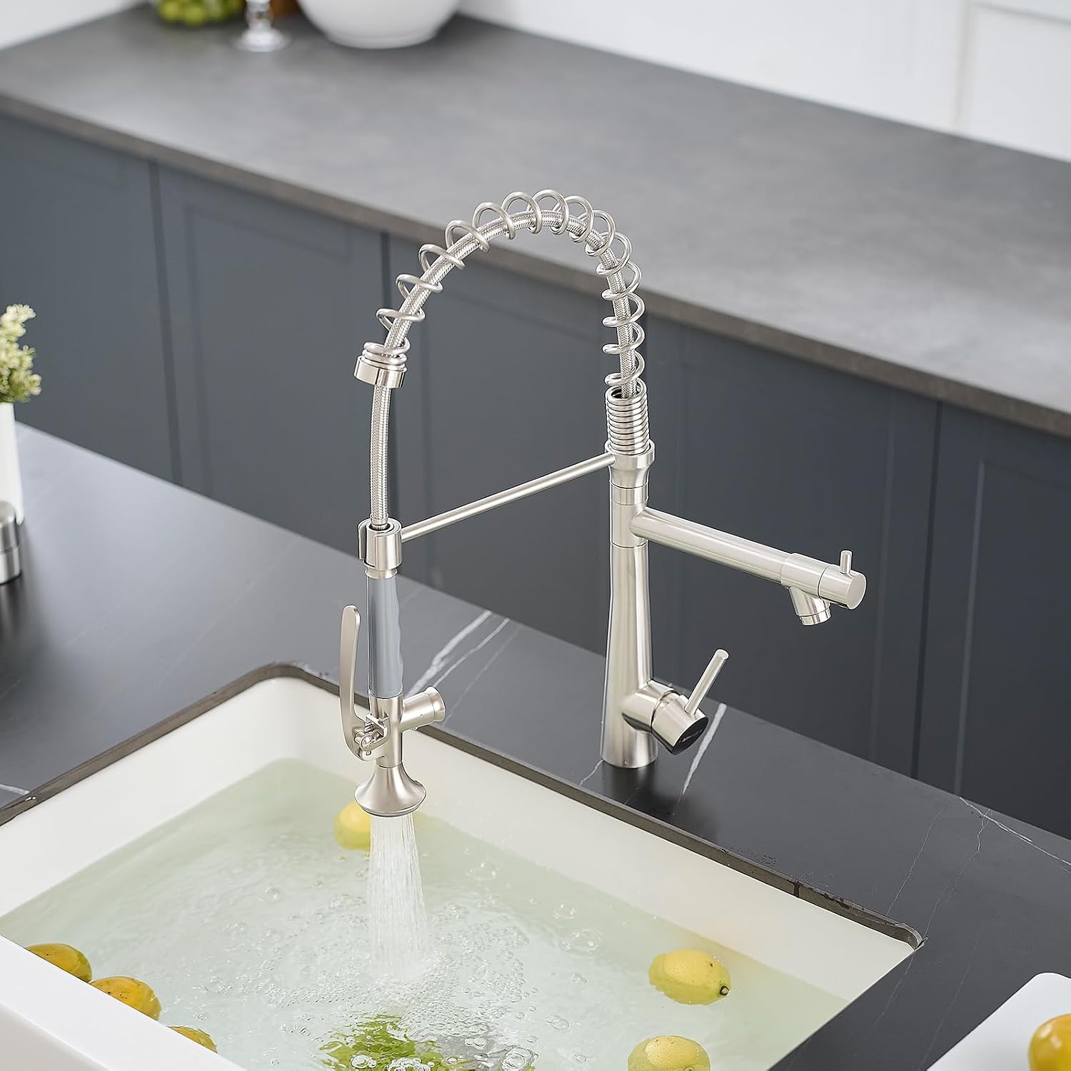 Kitchen Faucet with Pull Down Sprayer,AIMADI Commercial Stainless Steel Kitchen Sink Faucets with Sprayer,Brushed Nickel