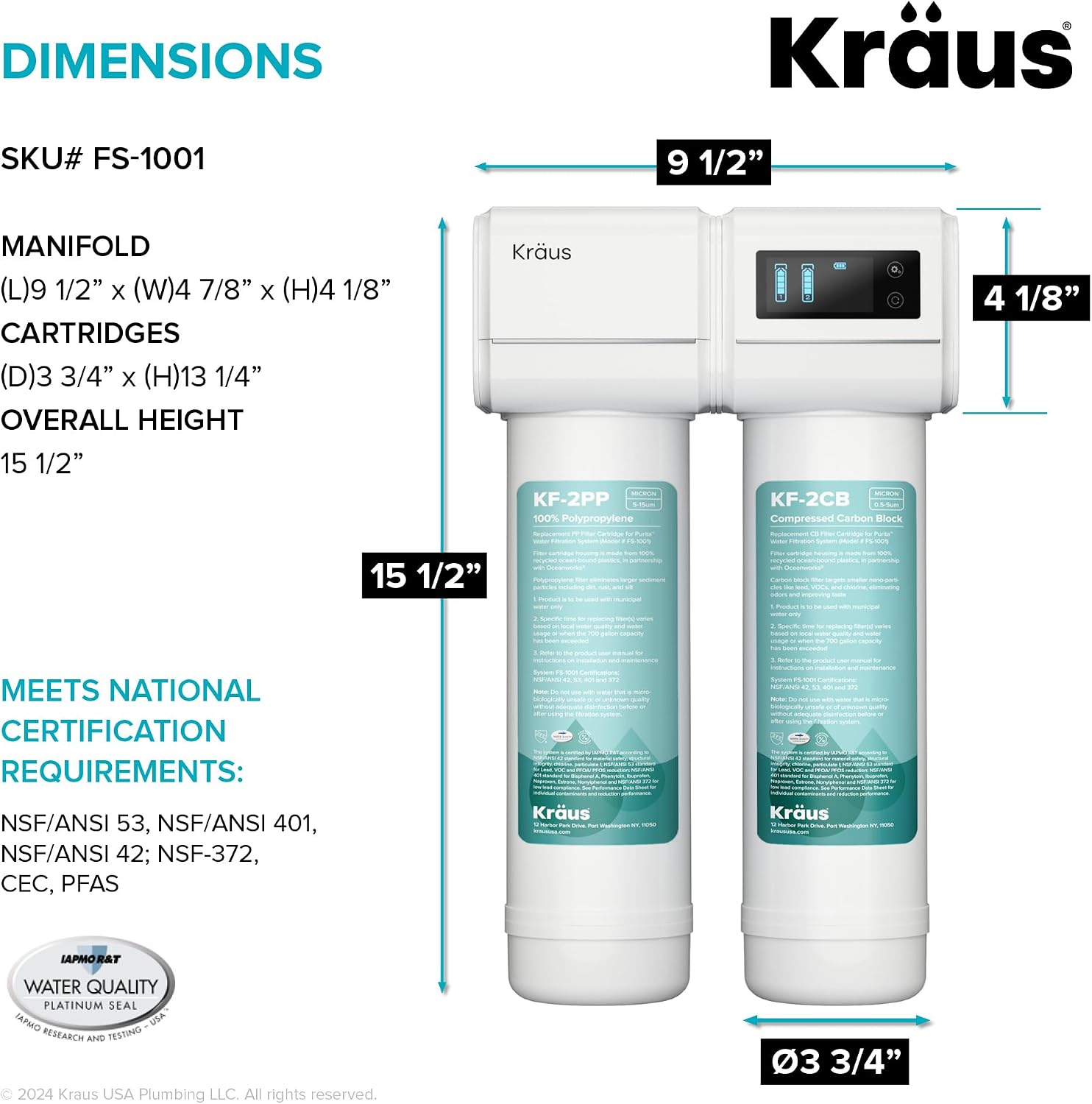 KRAUS Purita 2-Stage Under-Sink Filtration System with Single Handle Drinking Water Filter Faucet in Matte Black, FS-1001-FF-100MB