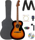 Fender California Standard Monterey E Acoustic-Electric Guitar - 3-Color Sunburst Bundle with Case, Tuner, Strap, Strings, String Winder, Picks, and Austin Bazaar Instructional DVD