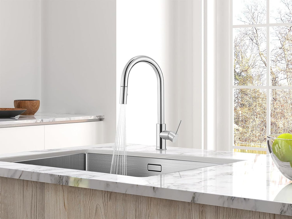 AguaStella AS60CH Chrome Kitchen Sink Faucet with Pull Down Sprayer Single Handle