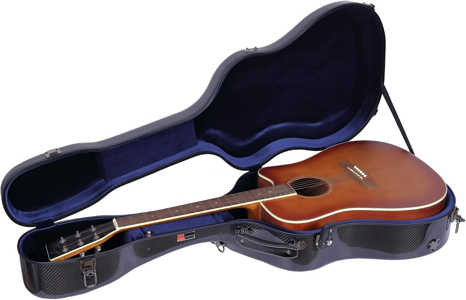 Crossrock Air Carbon Series Guitar Case - Fits 40'/41' Dreadnought Acoustic Guitar - 100% Purity Carbon Fiber Flight Case, Protective Cover, Includes TSA Lock - Black