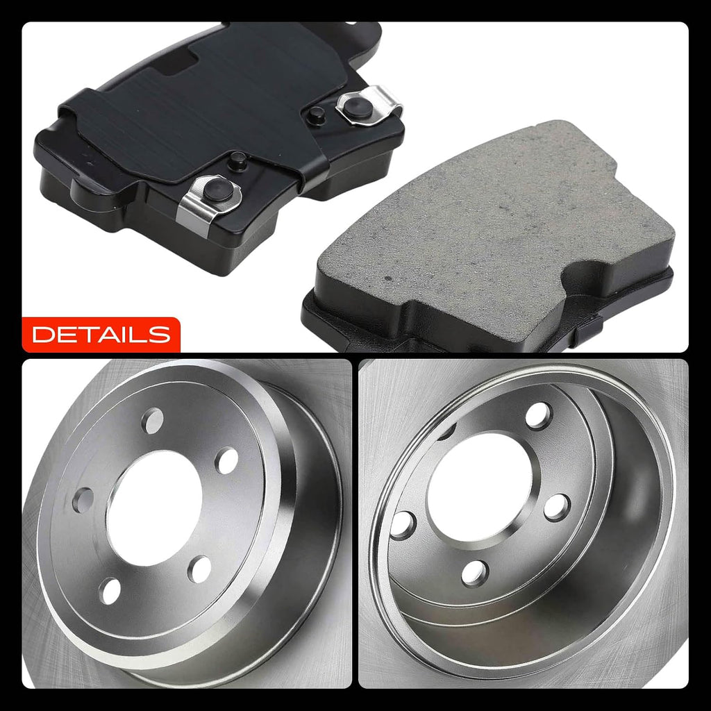 A-Premium 12.60 in (320 mm) Rear Solid Disc Brake Rotors + Ceramic Pads Kit Compatible with Select Chrysler and Dodge Models - 300 05-20, Challenger 09-20, Charger 06-20, Magnum 05-08, 6-PC Set
