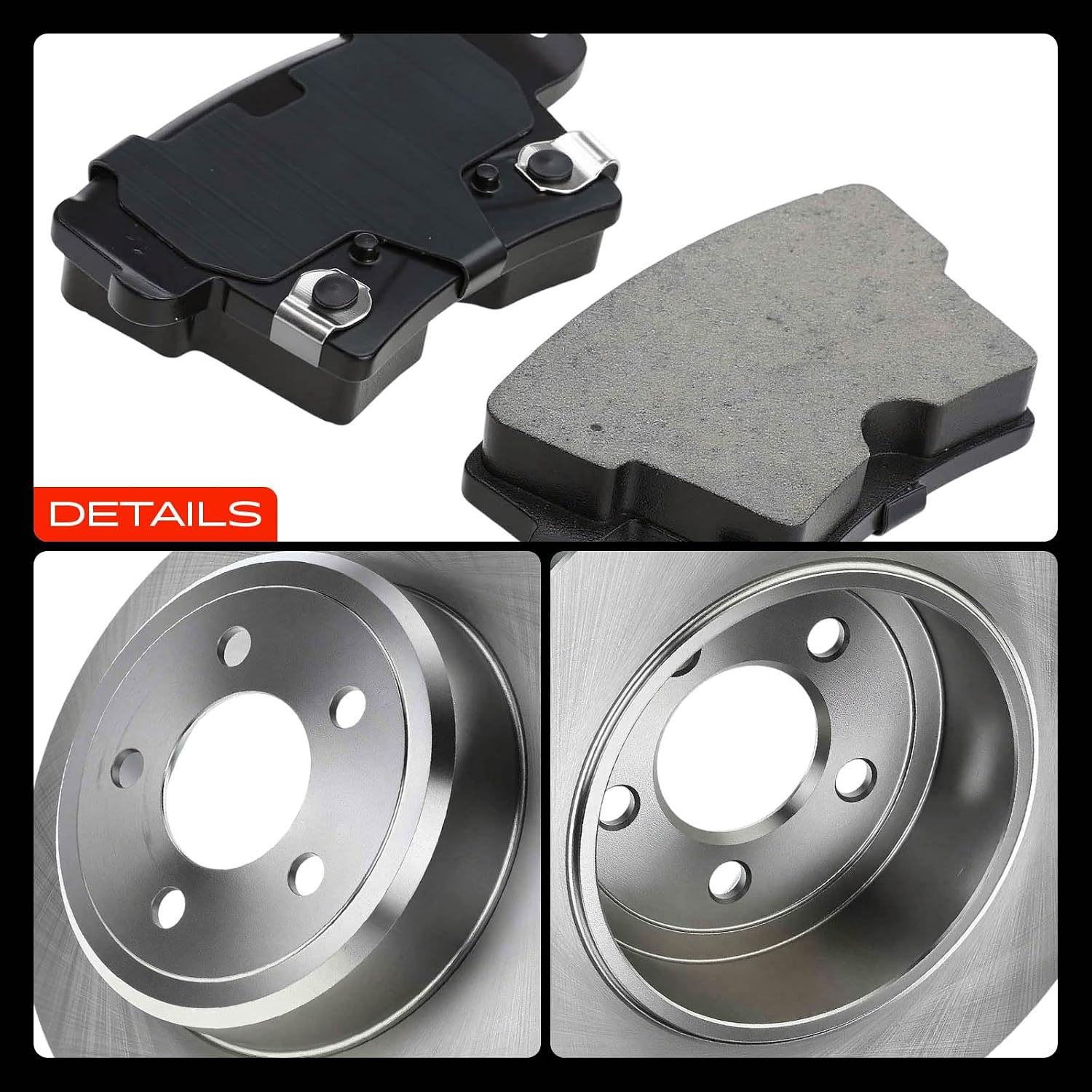 A-Premium 12.60 in (320 mm) Rear Solid Disc Brake Rotors + Ceramic Pads Kit Compatible with Select Chrysler and Dodge Models - 300 05-20, Challenger 09-20, Charger 06-20, Magnum 05-08, 6-PC Set