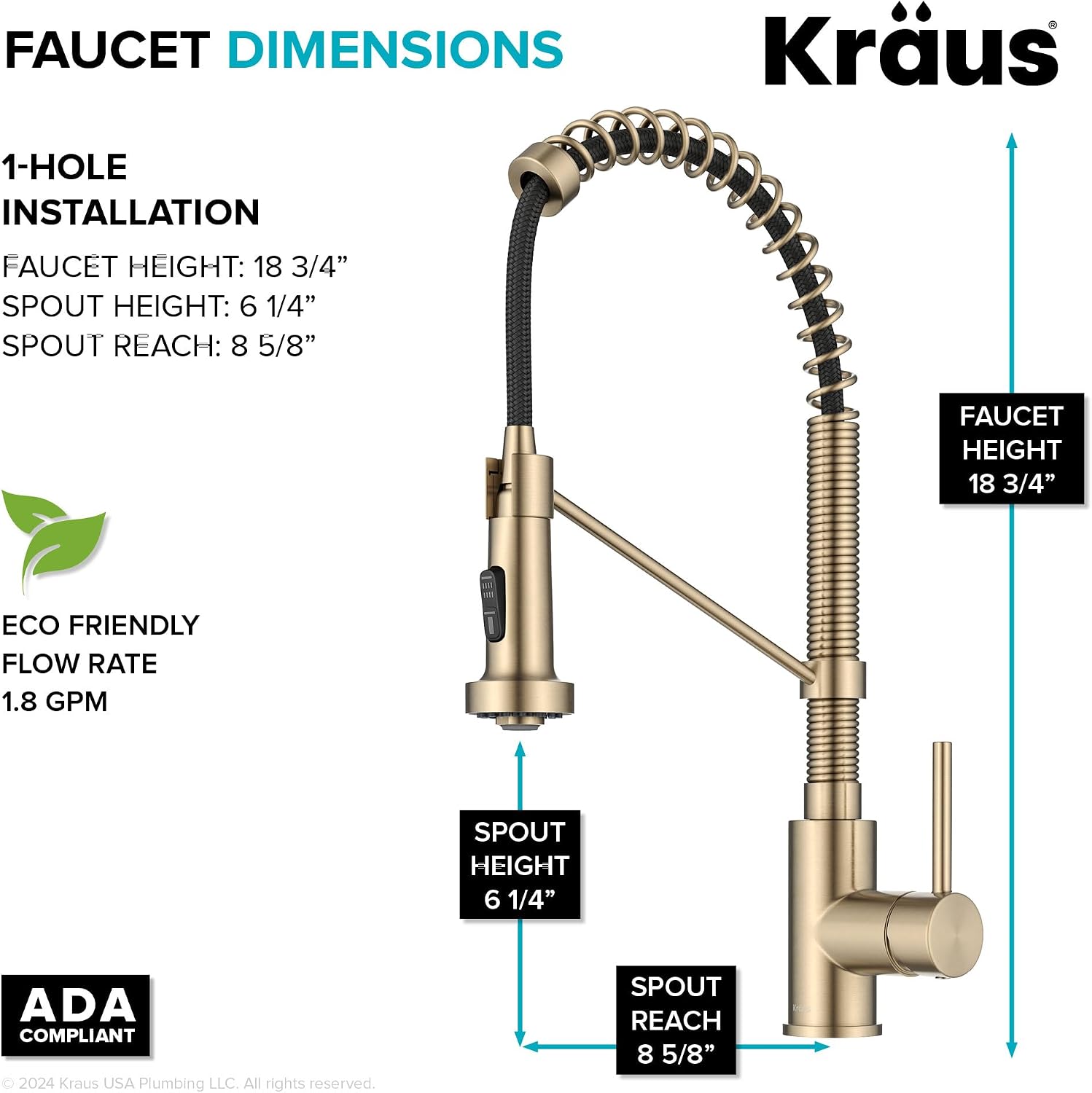 KRAUS Spot Free Bolden™ 18-Inch Commercial Kitchen Faucet with Soap Dispenser in All-Brite™ Antique Champagne Bronze Finish