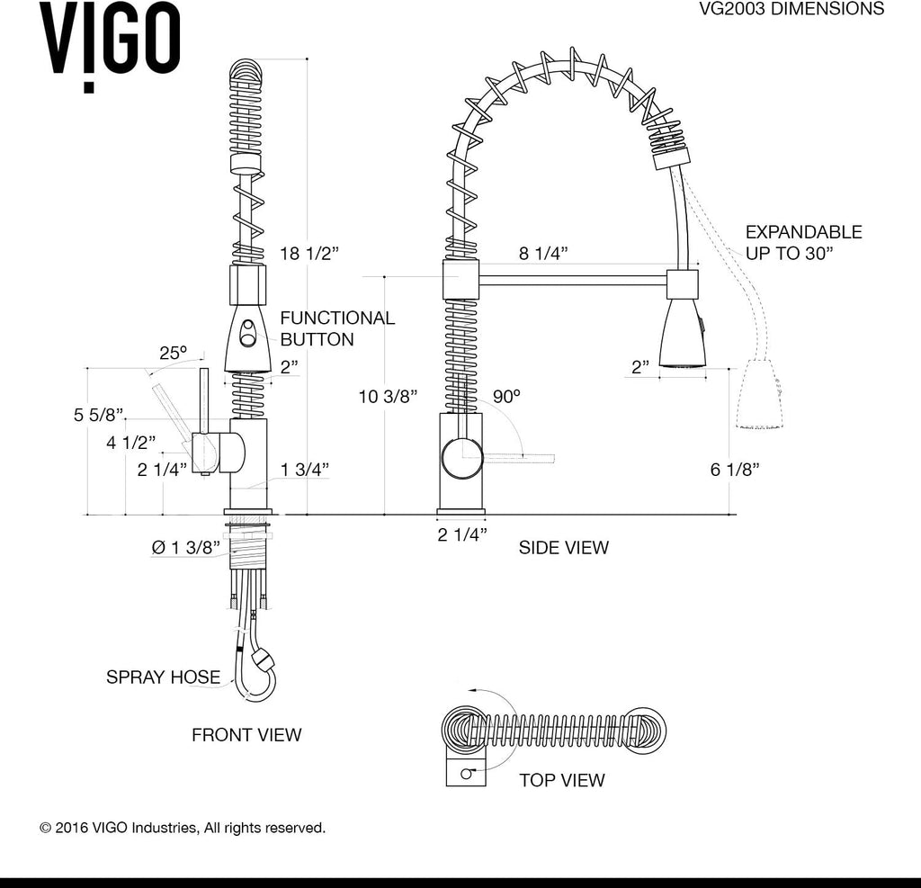 VIGO Brant 19'' H Single Handle Pull-Down Sprayer Kitchen Faucet Set with Soap Dispenser in Stainless Steel-VG02003STK2