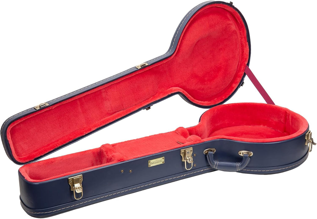 Crossrock Relief Series Open-Back Banjo Case for 11''–12.5'' Rims | Carved Ocean Blue Finish, Deep Scarlett Velvet Interior, Lock (CRW630OBJOB)