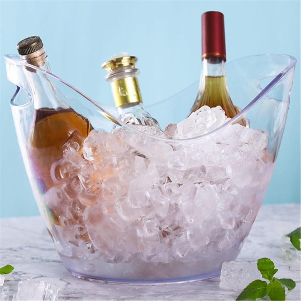 Ice Bucket 8L Acrylic Ice Bucket Tub Oval Storage Champagne Bottles for Drinks and Parties(White)