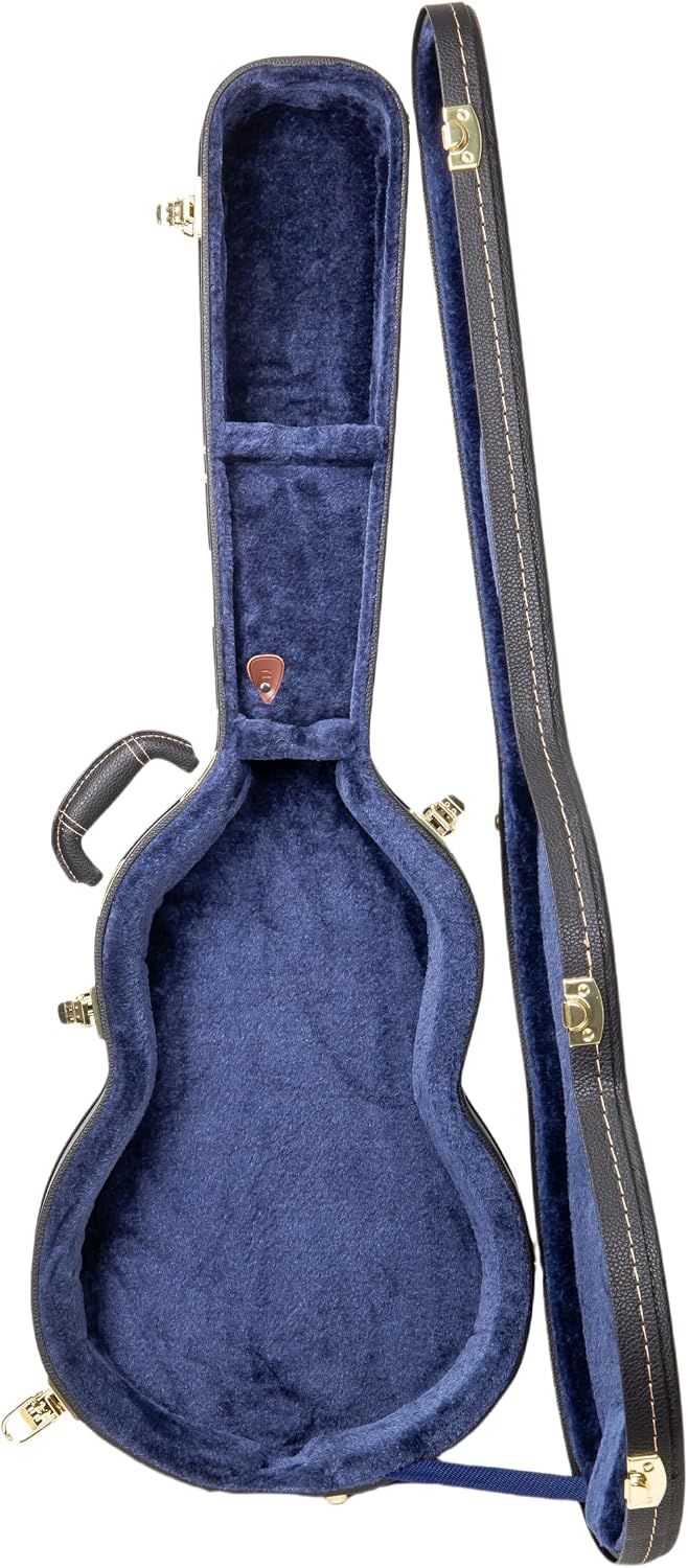 Crossrock 13' Archtop Guitar Case for Gretsch Jet/Penguin/Chris Rocha | Wooden Hardshell, Lock, Storage, Left & Right-Hand Compatible – Black (CRW620JA13BK)