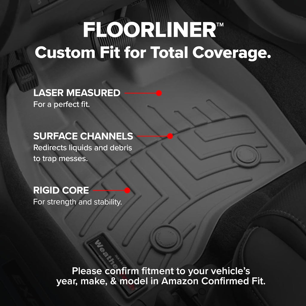 WeatherTech Custom Fit FloorLiners for Ford F-150 Raptor, F-150, F-150 Lightning - 1st & 2nd Row (44697-1-6), Black