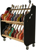 A&S Crafted Products Double-Stack 2-Tier Electric Guitar Rack - The Session-Pro | With Heavy-Duty Wheels and Holds 18 Instruments | Made in U.S.A.