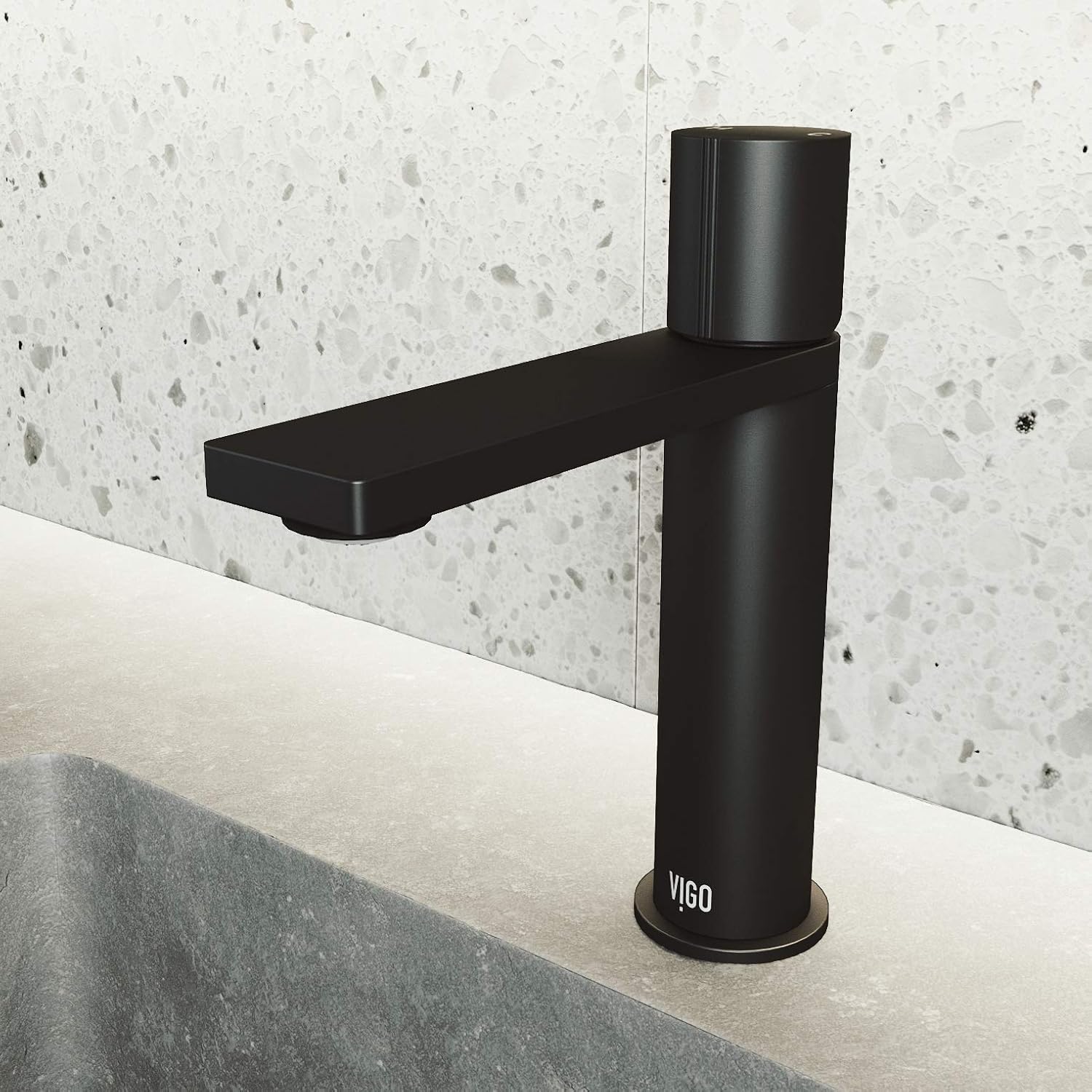VIGO Halsey Single-Handle Single-Hole Mount Bathroom Sink Faucet, 8-Inch, Matte Black, Modern Design, Solid Brass, 1.2 GPM WaterSense & Ceramic Disc Valve, Corrosion-Resistant
