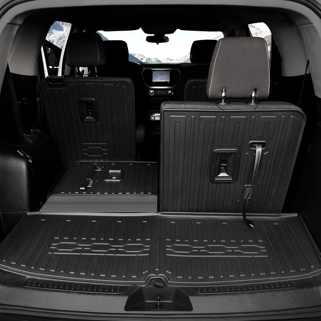 Floor Mats for 2017-2023 GMC Acadia 6 Passenger Captain Chairs All Weather Cargo Mat with Backrest Mat for 2023 GMC Acadia Denali Accessories