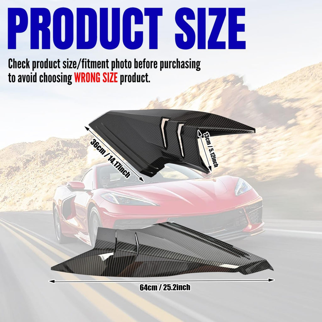 2Pcs Rear Quarter Intake Ports,Carbon Fiber Pattern Rear Hatch D-Pillar Window Louver Trim Panels Air‑Vent Garnish Covers for Corvette C8 Stingray Z51 2020+,for C8 Z06 2023+/E-Ray 2024+