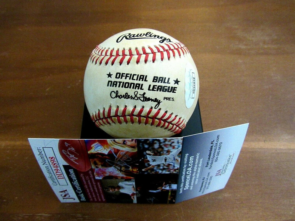 Lou Brock Cardinals Cubs Hof Signed Auto Vintage Era Game Used Onl Baseball Jsa - MLB Game Used Baseballs