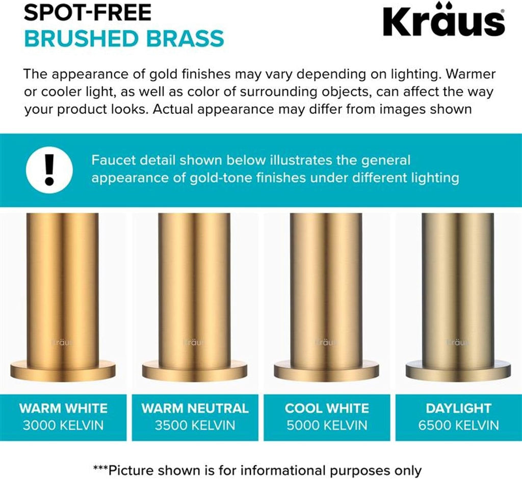 KRAUS Oletto Single Handle Pull Down Kitchen Faucet in Spot-Free Brushed Brass, KPF-2820BB