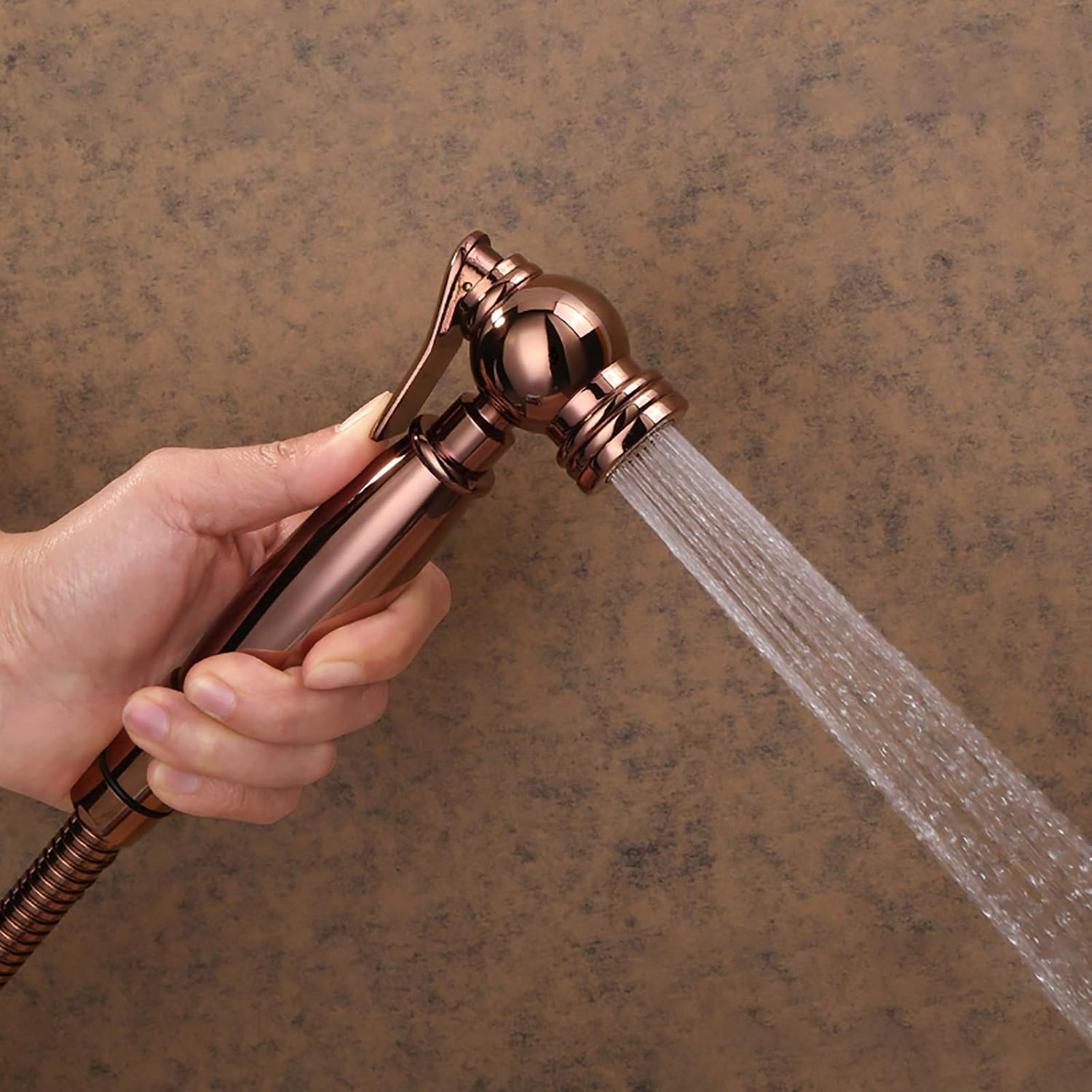 Handheld Bidet Sprayer for Toilet, Rose Gold Wall Mounted Bathroom Cloth Diaper Set with Cold and Hot Water, Brass Kit for Personal Hygiene,Type a(Type a)