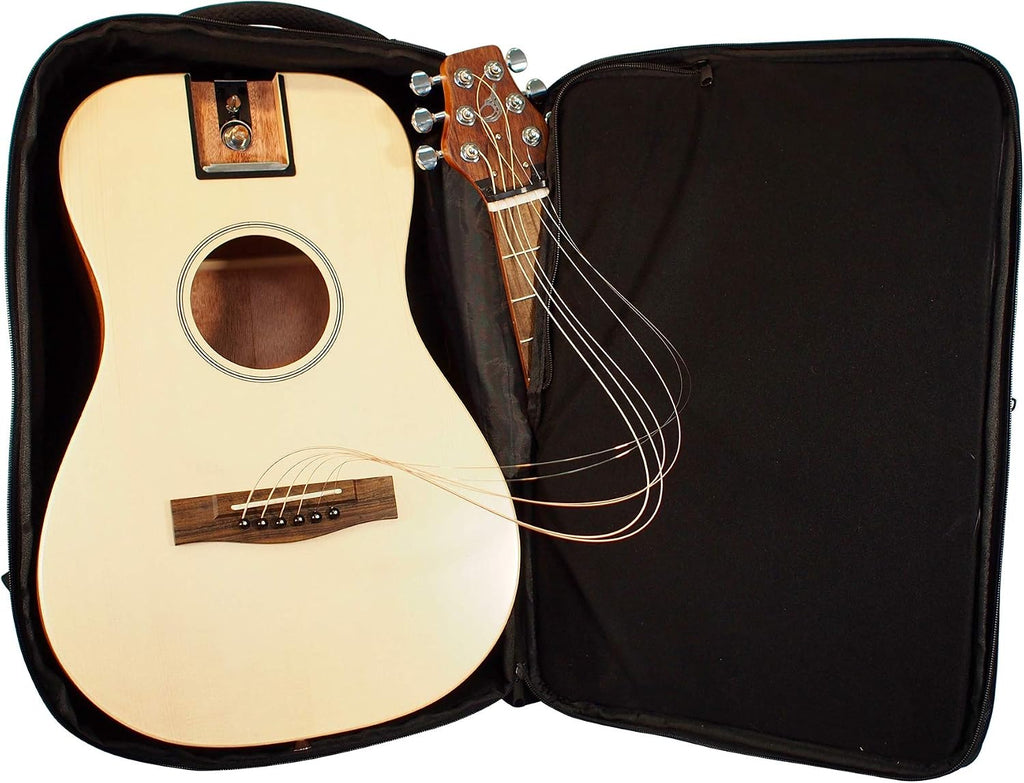 Journey Instruments Solid Sitka Travel Guitar – PJ410N Traveling Acoustic Guitar with Collapsible Patented System + JPBM-13 Phosphor Bronze Nano Coated, High Tensile Yield Wire