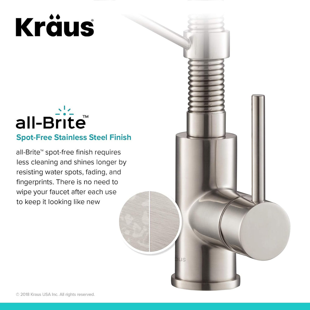 KRAUS Bolden Commercial Style 2-Function Single Handle Pull Down Kitchen Faucet in Spot-Free Stainless Steel/Chrome, KPF-1610SFSCH (Pack of 1)
