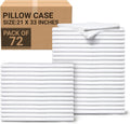 Bulk 72 Pack White King Pillowcases 21x33 — Premium T-200 Poly Cotton Pillow Covers with Envelope Closure — Economical Pillow Cases for Hotels, Hospitals & Airbnb