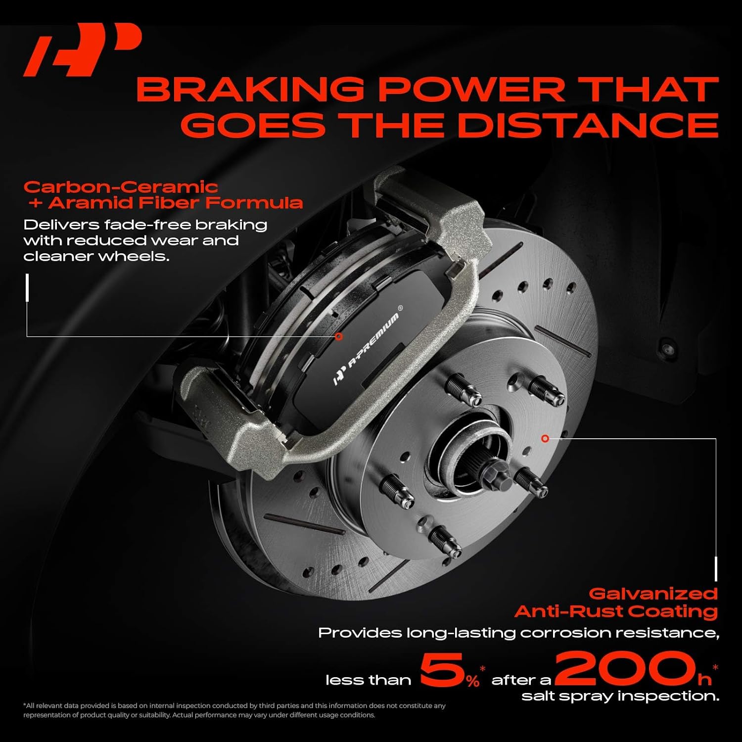 A-Premium Front and Rear Drilled and Slotted Disc Brake Rotors + Ceramic Pads Kit Compatible with Select Pontiac and Toyota Models - Vibe 2009-2010, Corolla 2009-2019, Matrix 2009-2014, 12-PC Set