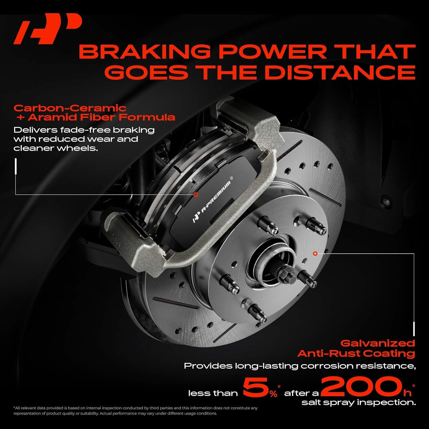 A-Premium 13.39 in (340 mm) Front Drilled and Slotted Disc Brake Rotors + Ceramic Pads Kit Compatible with Select Volkswagen & Audi Models - Jetta, Golf R, Tiguan, CC, GTI, Arteon, Q3, S3, 6-PC Set