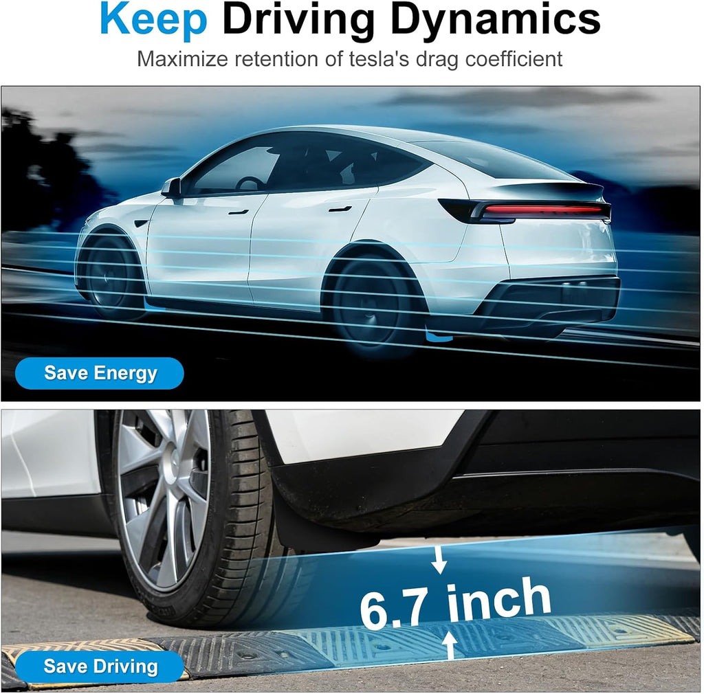Weize Floor Mats for Tesla Model Y Juniper 2025-2026 All Weather 9Pcs Cargo Liners & 4Pcs Mud Flaps No-Drill Splash Guards Interior Accessories(Not for Standard)