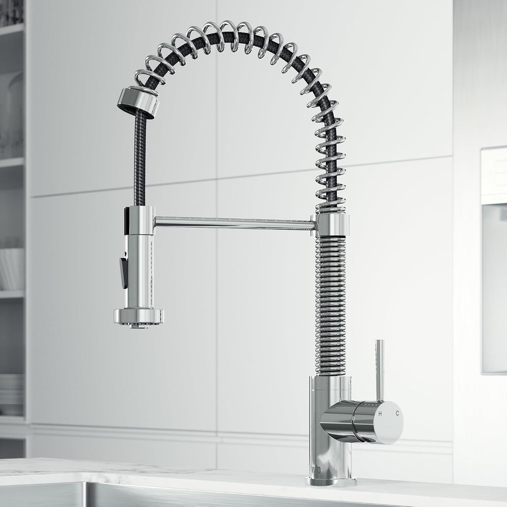 VIGO Edison 19'' H Single Handle Pull-Down Sprayer Kitchen Faucet in Chrome-VG02001CH