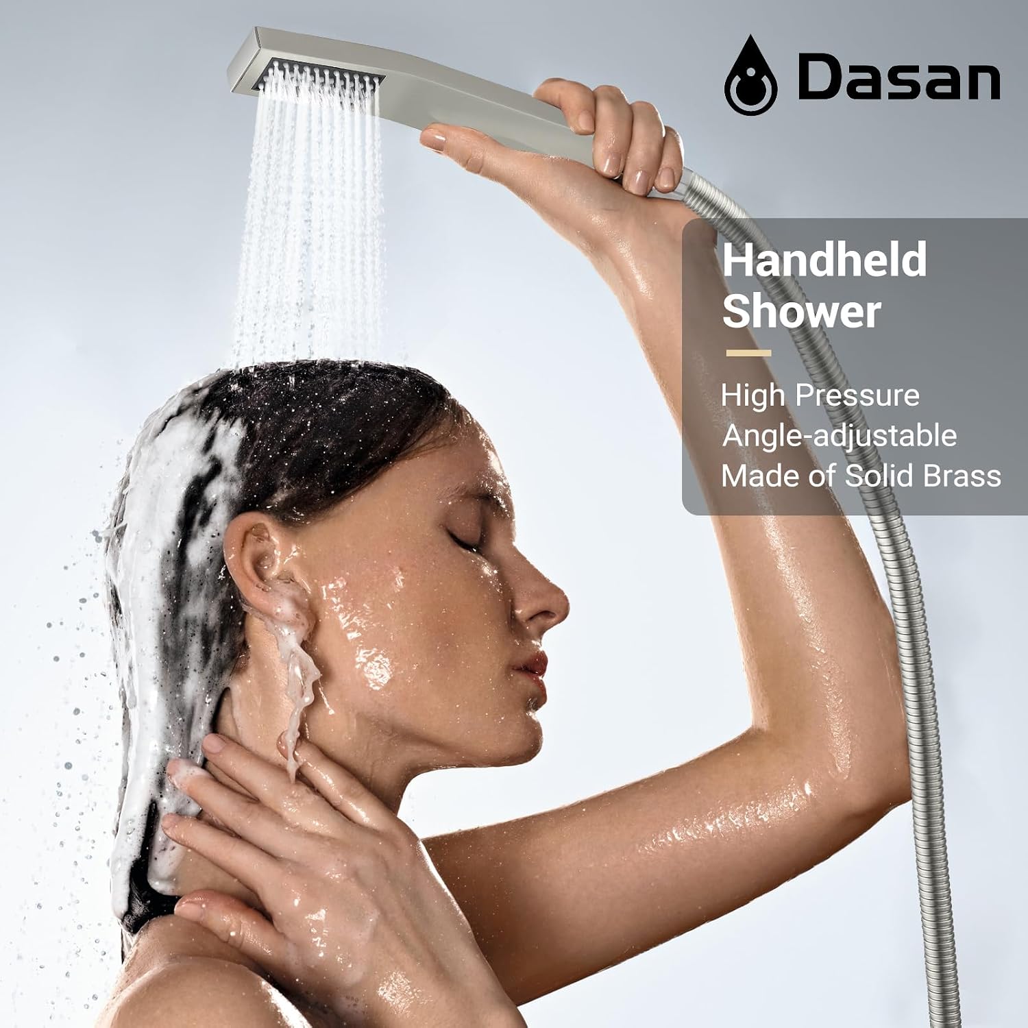 DASAN Full Body Shower System with 6 PCS Body Spray Jets & 12'' Rain Shower Head & Handheld, Ceiling Mount Rain Shower System Brushed Nickel Shower Faucets Sets Complete with Valve, SA-SS03ABN-S12C