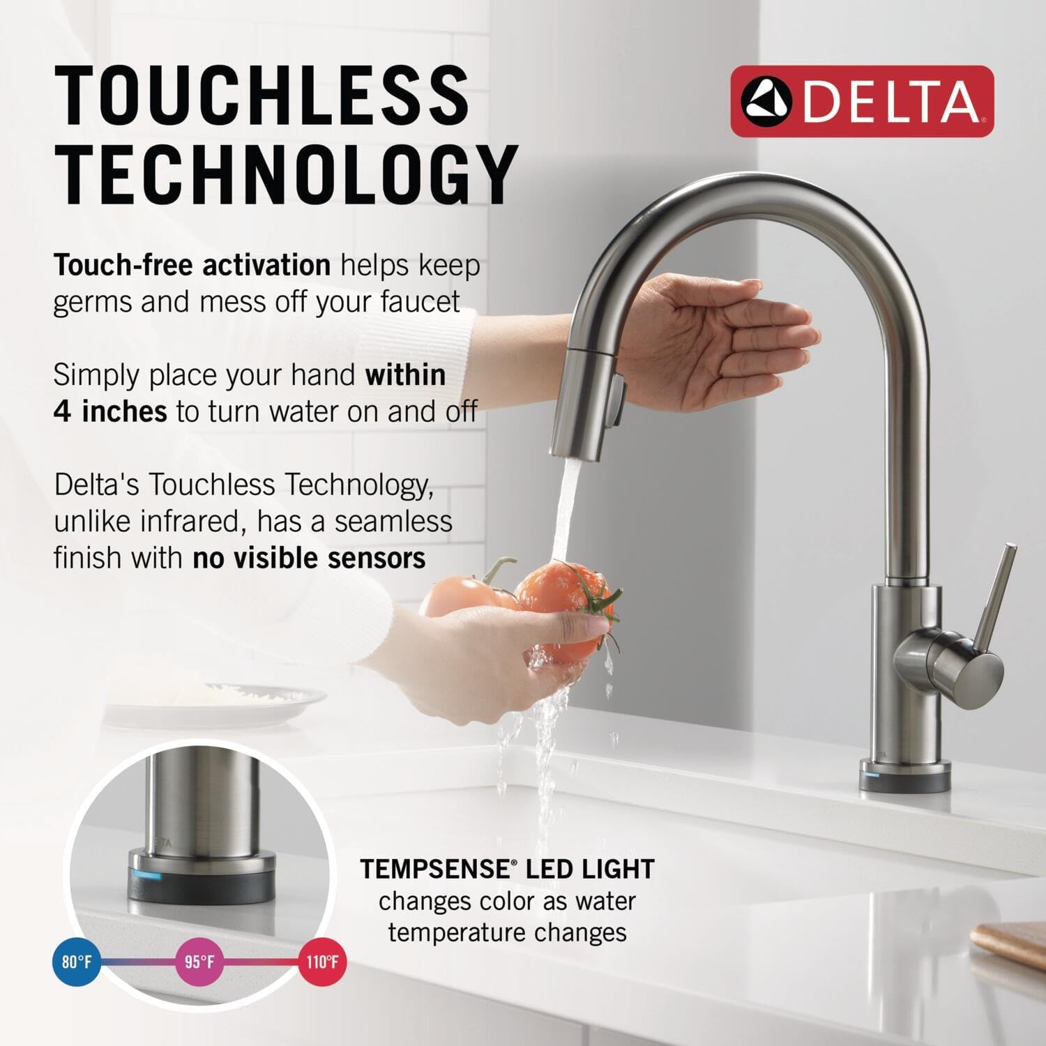 Delta Faucet Trinsic VoiceIQ Touch Kitchen Faucet with Touchless Technology, Black Kitchen Faucet, Smart Faucet, Alexa and Google Assistant Voice Activated, Black Stainless 9159TLV-KS-DST