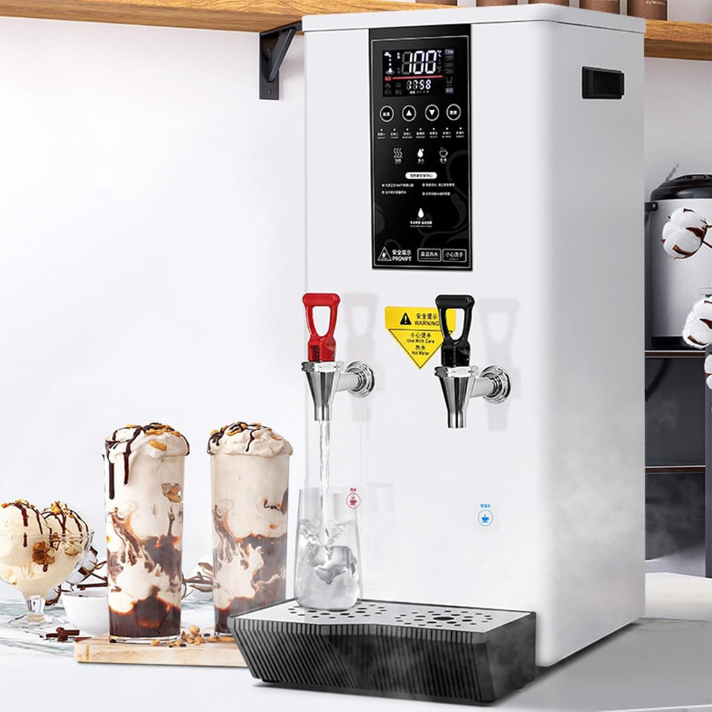 Hot Water Dispenser for Home, 3000W Electric Water Boiler with Dual Faucet, LCD Touch Screen, Commercial Water Boiler for Coffee Tea Restaurant Office,Black-Cold hot