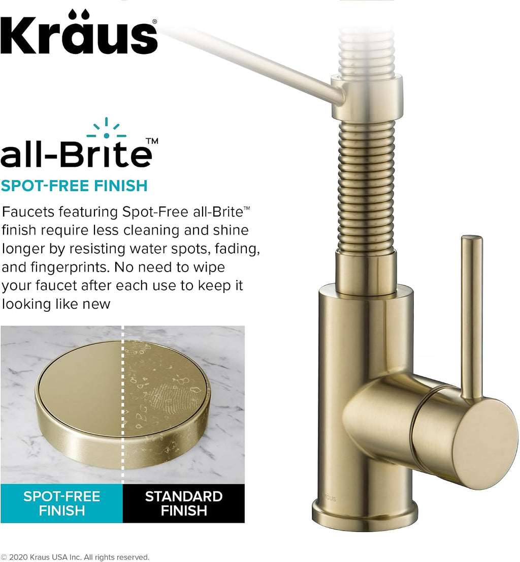 KRAUS Spot Free Bolden™ 18-Inch Commercial Kitchen Faucet with Soap Dispenser in All-Brite™ Antique Champagne Bronze Finish
