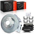A-Premium 12.60 in (320 mm) Rear Drilled and Slotted Disc Brake Rotors + Ceramic Pads Kit Compatible with Chrysler and Dodge Models - 300 05-20, Challenger 09-20, Charger 06-20, Magnum 05-08, 6-PC Set