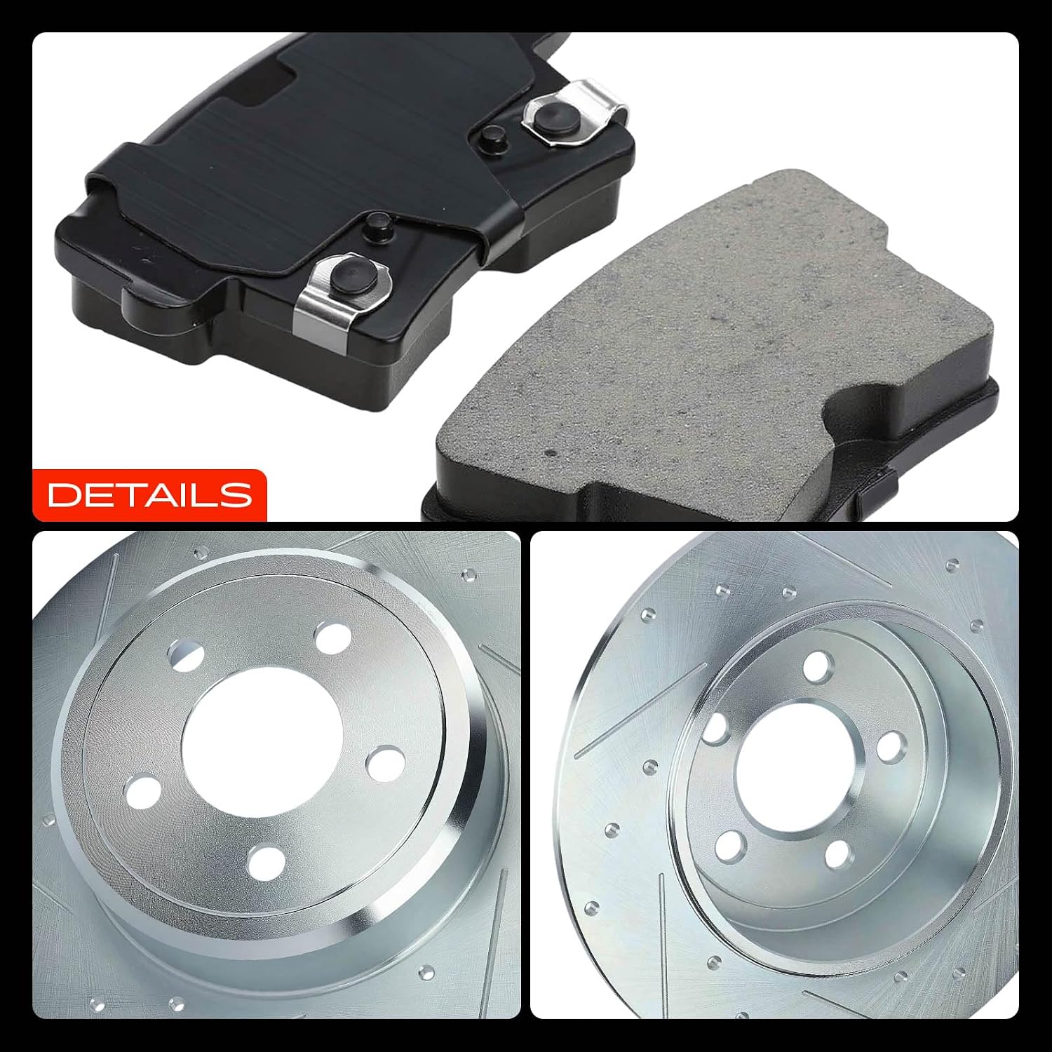 A-Premium 12.60 in (320 mm) Rear Drilled and Slotted Disc Brake Rotors + Ceramic Pads Kit Compatible with Chrysler and Dodge Models - 300 05-20, Challenger 09-20, Charger 06-20, Magnum 05-08, 6-PC Set