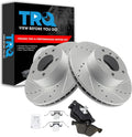 TRQ Performance Front Brake Pad and Rotor Set Ceramic Coated Drilled Slotted Compatible with 2008-2013 BMW 128i 2006 325i 325xi 2007 328i 328xi