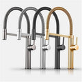 Carving Body Pull Out Kitchen Faucet Mixer Deck-Mount Sink Cold Hot Water Taps(Chrome)