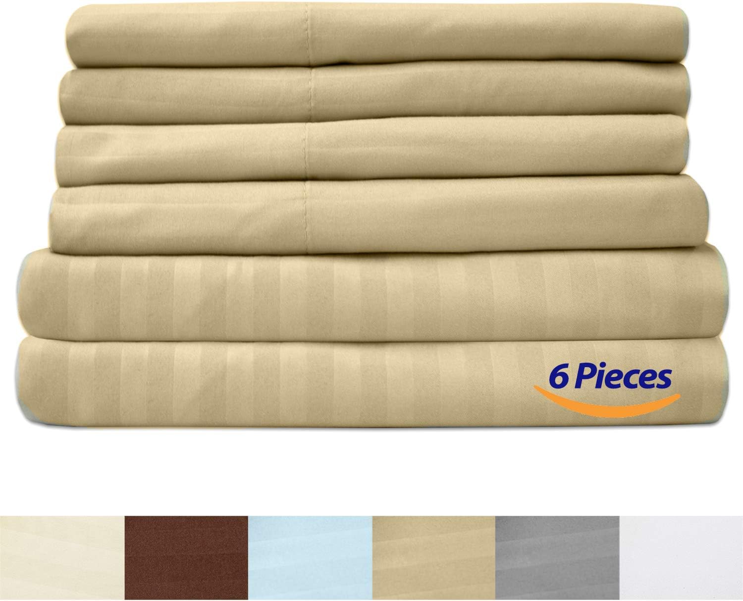 Sweet Home Collection Cal King Size Bed Sheets - 6 Piece 1500 Thread Count Fine Brushed Microfiber Deep Pocket Set - Extra Pillow Cases, Great Value (Pack of 6, 36 Count Total)